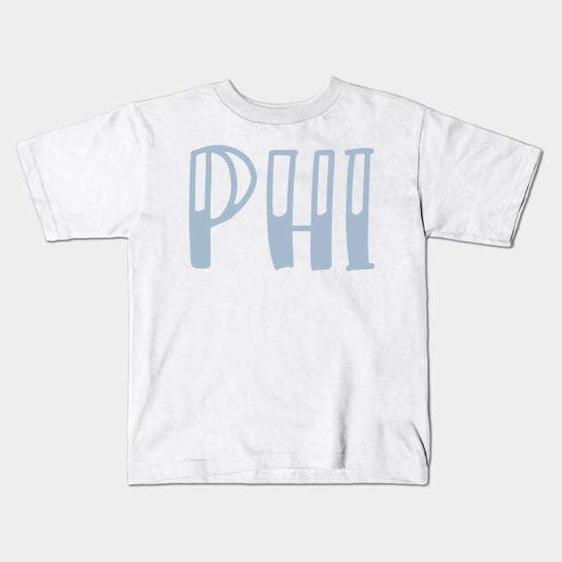 Light Blue Phi Letter Kids T-Shirt by Rosemogo